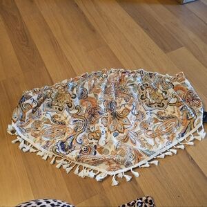 SHEIN CURVE+ Women's Plus Size Paisley Print Tassel Border Bandana Linen Tube To